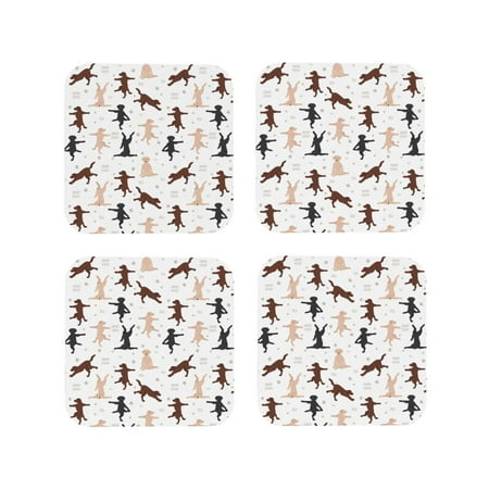 

Coasters Set of 4 - Labrador Retriever Dog No.1006 Drink Coasters for Tabletop Protection Leather Coasters for Living Room Decor and Housewarming Gift Square