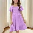 thumbnail image 4 of Miluxas Girls Summer Dress Tween Boho Casual Smocked Swing Flowy Ruffle Midi Dresses Purple 12 Years, 4 of 8
