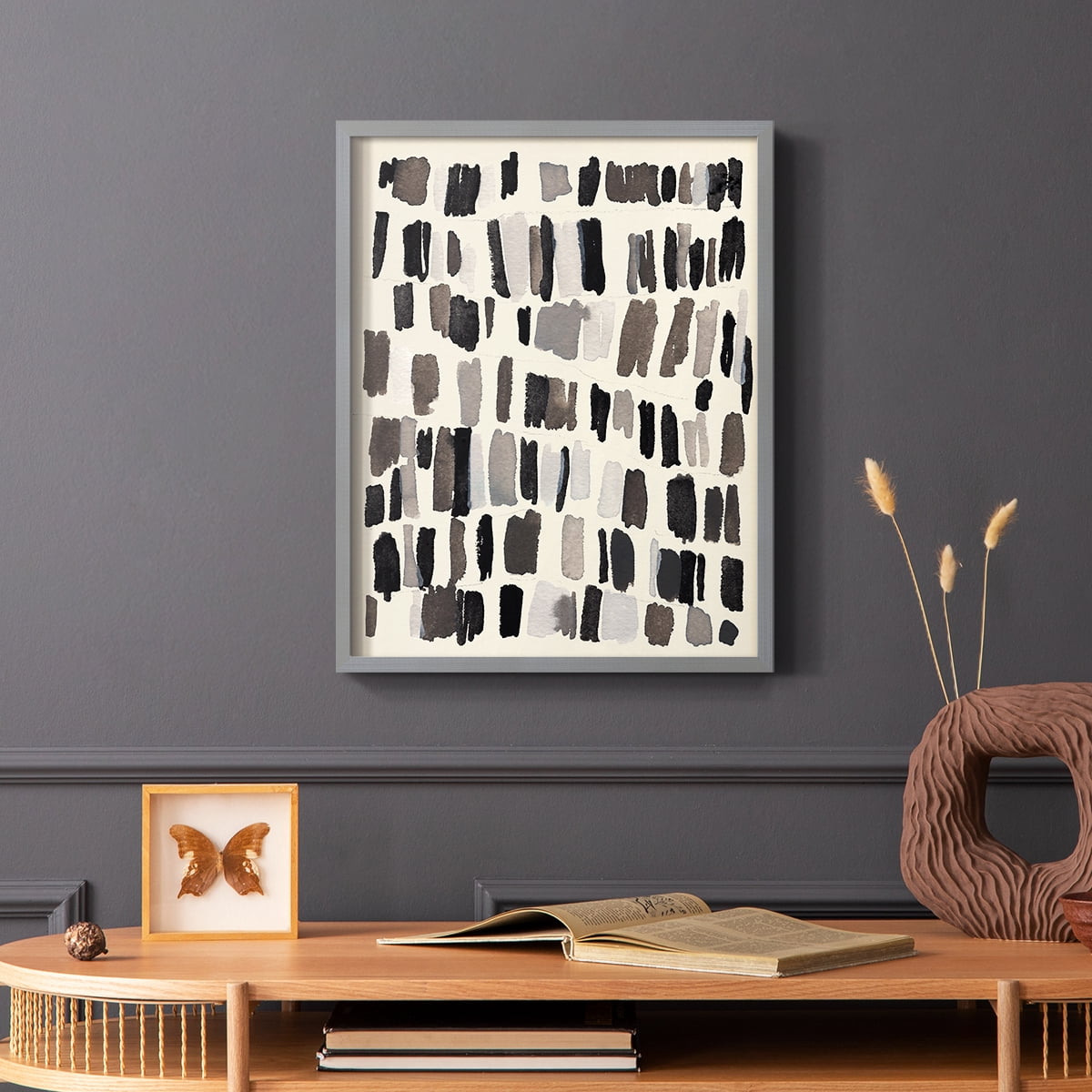 Chalk and Flint III Framed Print in Gray Solid Wood Framed Print No Nail Hanging