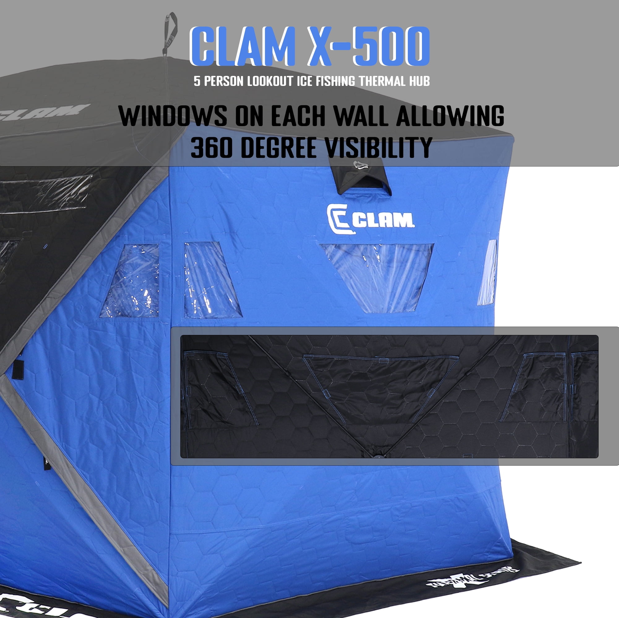 CLAM X-500 Portable 5 Person 9' Lookout Ice Fishing Thermal Hub