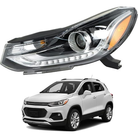 Genrics LED Headlight Assembly Clear Lens Headlamp Driver Side Projector Black Housing with LED DRL Repalcement for 2017-2022 Trax