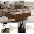 thumbnail image 4 of 38.6" Walnut Fluted Lift Top Coffee Table with Hidden Storage Modern Wooden Living Room Tea Table, 4 of 8