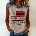 thumbnail image 3 of KDDYLITQ Womens U.s. 250th Anniversary Tshirt 4th July 250 Years Birthday Sleeveless Tanks Liberty Usa Star Stripes American Birthday Blouses American Flag Loose Crew Neck Tops Khaki 3XL, 3 of 7
