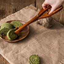 HEMOTON 1Pc Scissor Shape Wooden BBQ Meat Tongs Salad Bread Food Clip Kitchen Food Clip