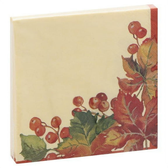 Fall Autumn 'Berries and Leaves' Small Napkins (16ct)