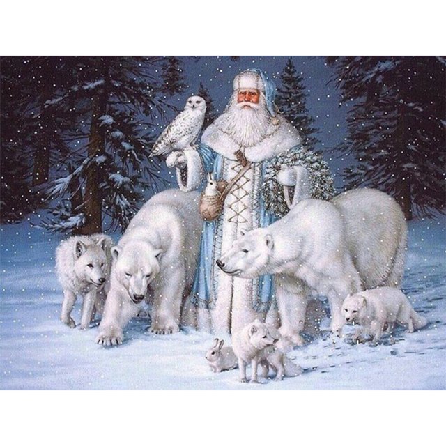Cuadros Decorativos 5D Diamond Painting Kit Snowy Man and Bears Full Round Drill Rhinestone DIY Arts Likrtyny embutido en tela