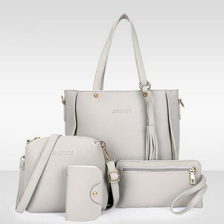 Crossbody Bag Big KABOER 4Pcs Women Bag Big Capacity Female Tassel Handbag Fashion Shoulder Bag Ladies Pu Pouch Bolsas ()