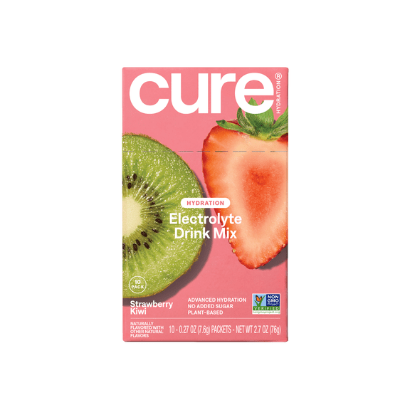 Cure Hydration Flavored Coconut Water Electrolyte Drink Mix, 10 Count, Strawberry Kiwi, FSA and HSA eligible
