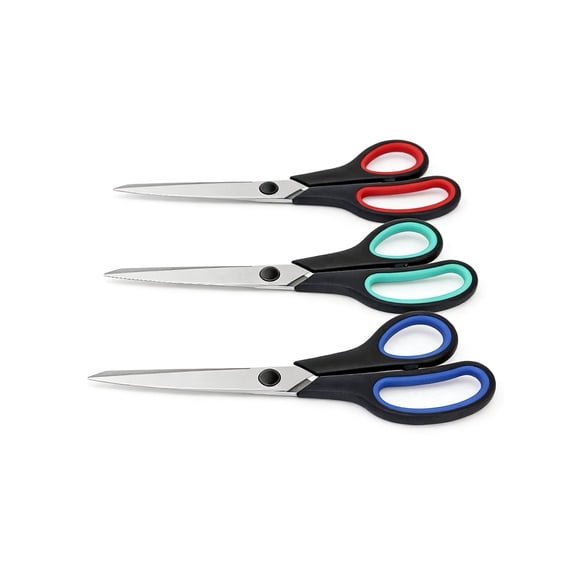 3-Pack 8.5 inch Heavy Duty Scissors, Comfort Grip for Office Home Sewing Craft