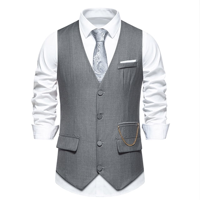 pstuiky Camiseta sin mangas para hombre, Blusa sin mangas con cuello cruzado y bolsillos estilo retro de moda para hombre Chaleco de hombre m