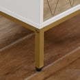 thumbnail image 6 of Mid-Century Modern Nightstand: 3-Drawer End Table in White &amp; Natural with Gold Metal Feet/Handles, Unique Cutting Line Panels, Perfect for Bedroom &amp; Living Room Storage, 6 of 11