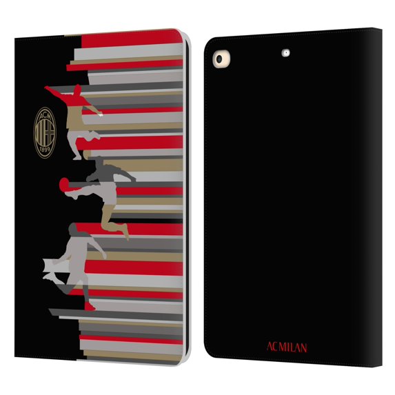 Head Case Designs Officially Licensed AC Milan Adults Silhouette Leather Book Wallet Case Cover Compatible With Apple iPad 9.7 2017 / iPad 9.7 2018