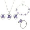 thumbnail image 1 of Conjunto de collar, pendientes y pulsera de cristal para mujer, regalo de San Valentín, collar de aleación., 1 of 4