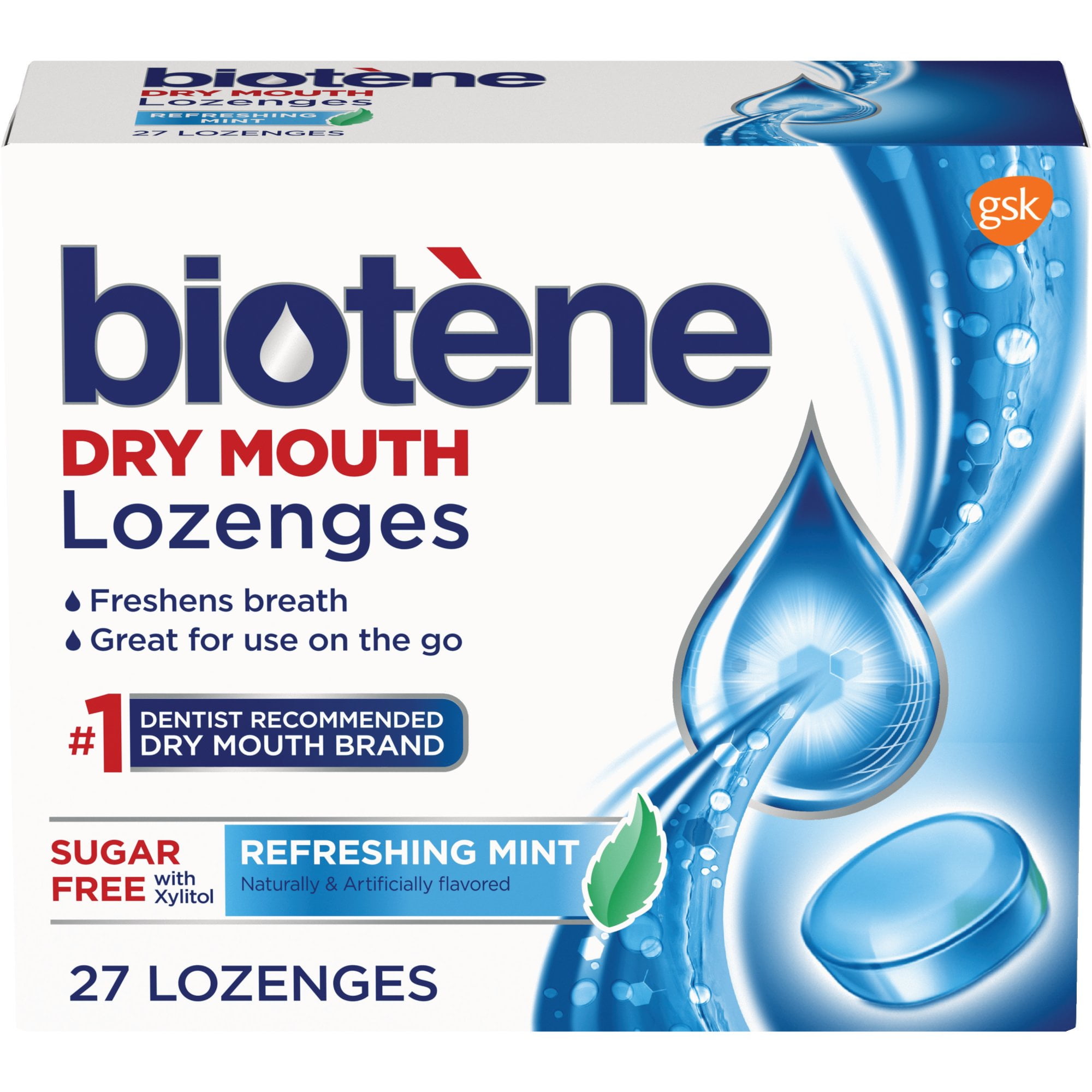 Biotene Dry Mouth Lozenges for Fresh Breath, Refreshing Mint, 27 Count