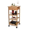 thumbnail image 1 of Hallops Kitchen Cart with Drawer and Basket - Brown Kitchen Cart Island for Small Spaces - Extra Counter Space or Spice Rack - Portable Dining Table, 1 of 5