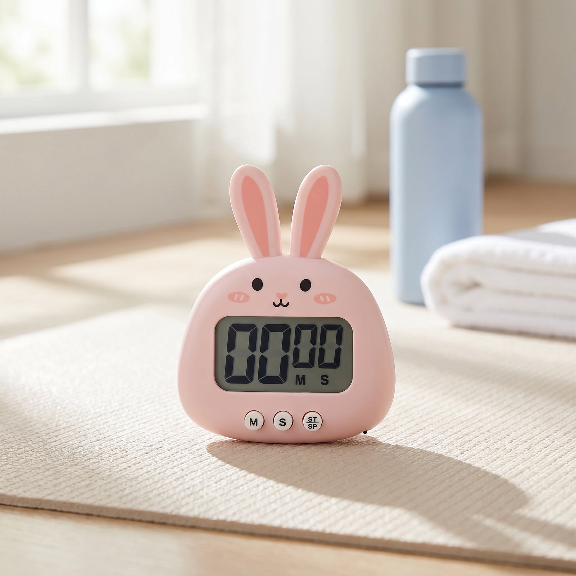 Unique Bargains Digital Kitchen Timer with Loud Alarm and Magnetic Backing Pink Rabbit