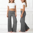 thumbnail image 2 of YOUYEDIAN Yoga Pants Girls Fold Over Low Waist Wide Leg Sweatpants Flare Leggings Bell Bottoms Y2K Foldover Pants (Dark Gray, 11-12 Years), 2 of 6