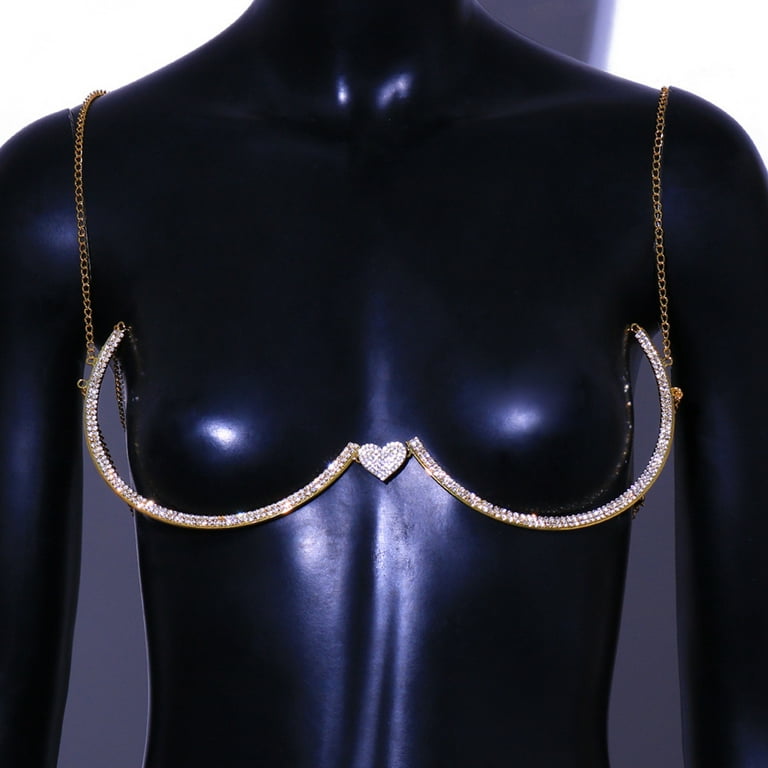 1PC Sexy Women Shiny Crystal Rhinestone Bra Chest Body Chains Bikini Breast  Brassiere Legging Jewelry