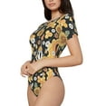 thumbnail image 2 of The Xecao Sunflowers Bee Women's Crew Neck Body Suit, a short-sleeved bodysuit and basic swimsuit, both comfort and style for dating and daily life, 2 of 9