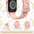 thumbnail image 2 of ELEHOLD Soft Silicone Floral Pattern Engraved Sport Women Strap Replacement Band Compatible for Apple iWatch Series SE/9/8/7/6/5/4/3/2/1 Ultra 2/1 42/44/45/49mm,Pink, 2 of 5