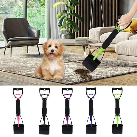 Pet Poop Scooper, Foldable Portable Dog Waste Shovel for Grass Gravel & Backyard, ABS Lightweight Non-Stick Easy-Clean Design, 17.71in Handle with Clip, Multi-Purpose Pet Litter Picker Upper