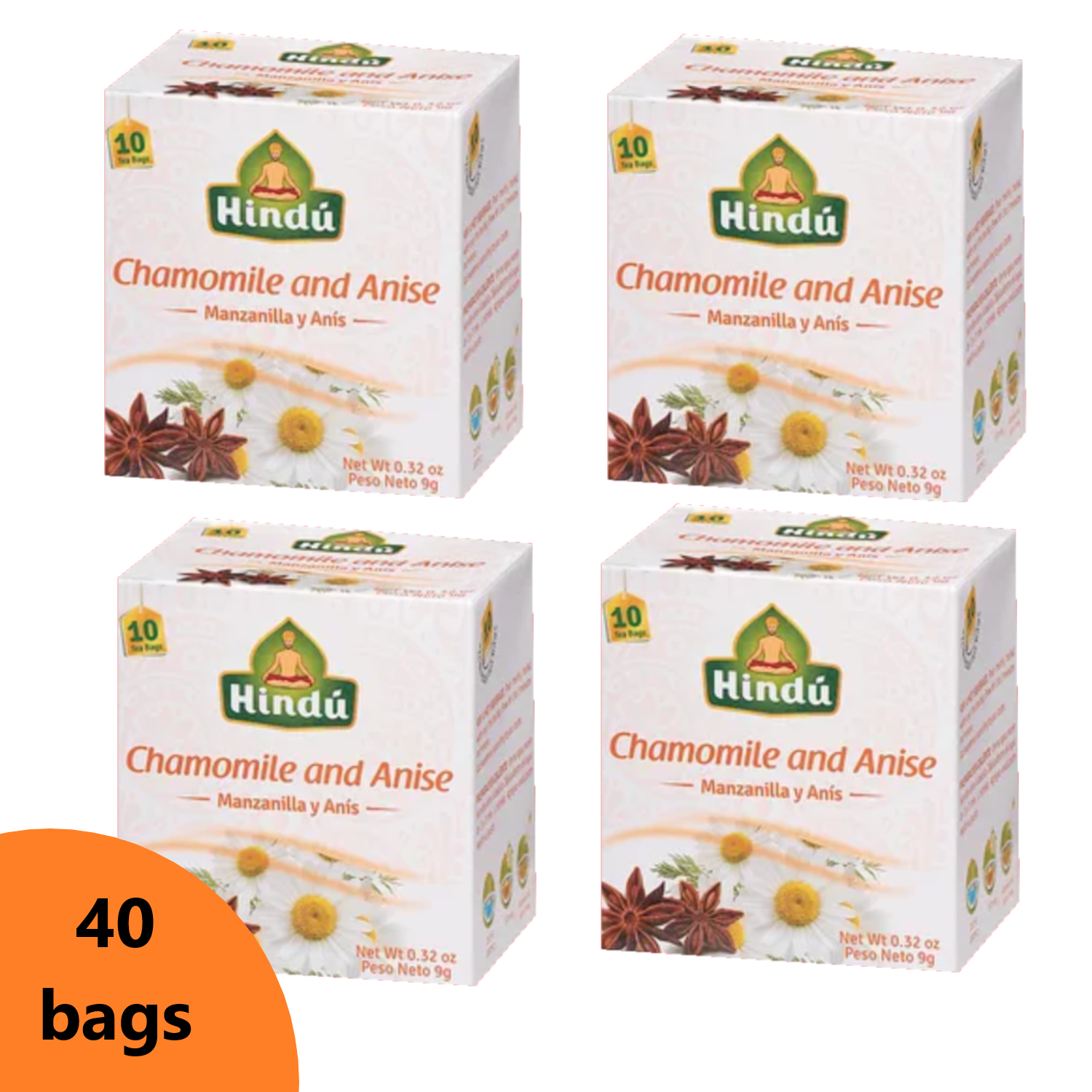 Hindu Tea (4 PACK) Chamomile and Anise Stress Relief Organic Herbal