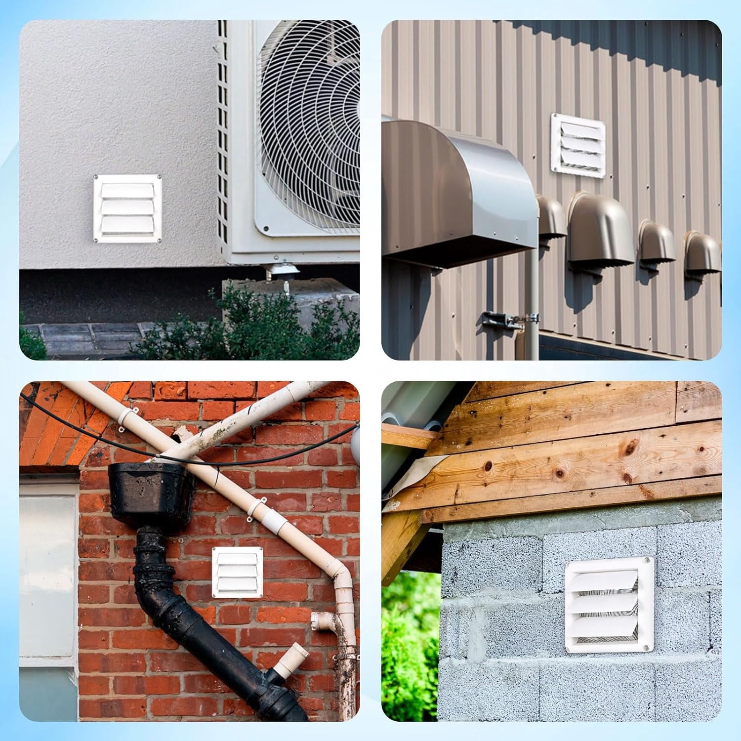 Detetap 4" Dryer Vent Cover for Exterior Wall Vent Hood Outlet Airflow Vent Dryer Air Vent with Plastic Screen Includes 4 Screw for Easy Installation (White)