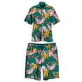 thumbnail image 2 of Liacowi Men's Flower Printed Shirt Hawaiian Sets Casual Button Down Short Sleeve Shirt and Shorts Summer Beach Suit Vacation Outfits Sets, 2 of 3