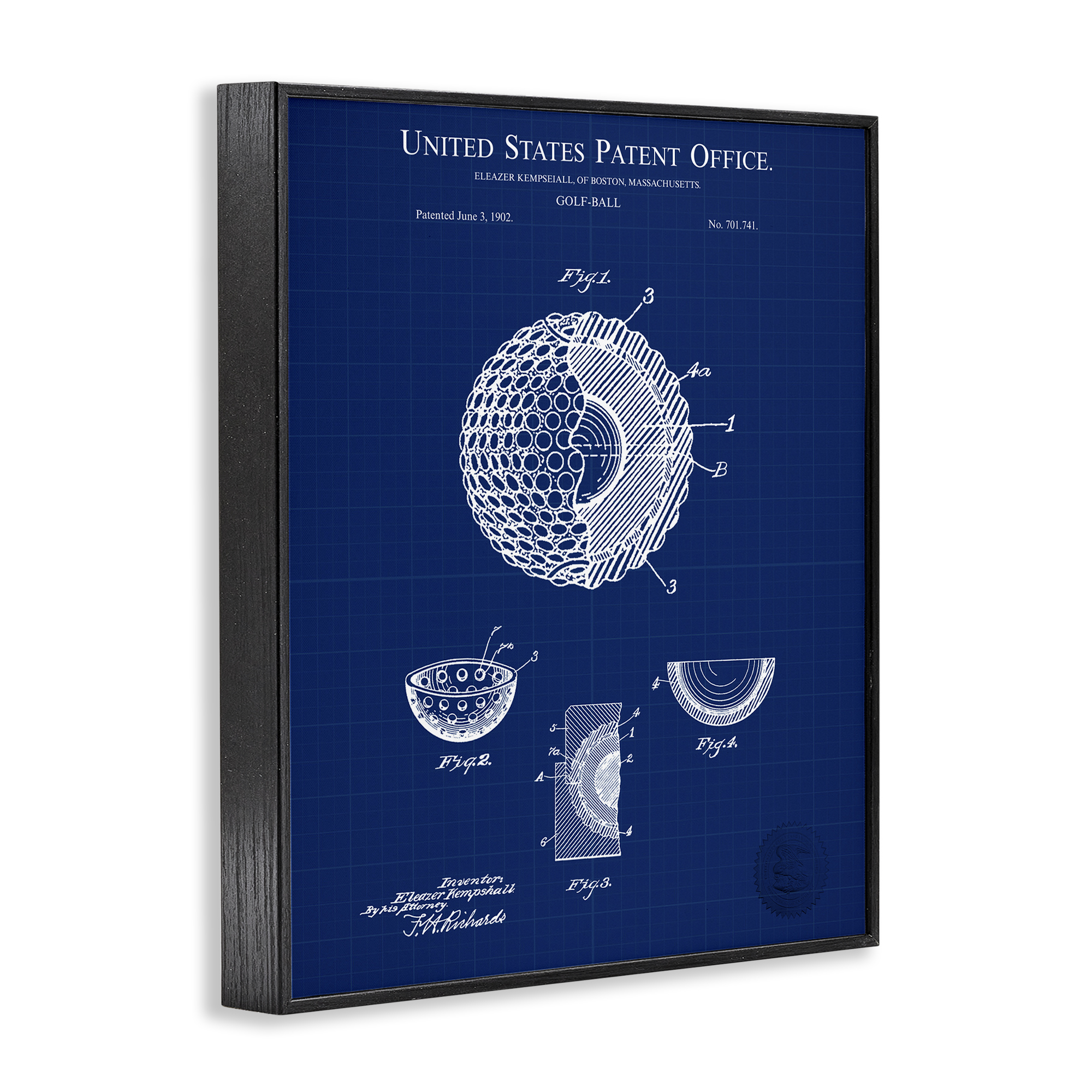 Stupell Industries Golf Ball Blueprint Sports Painting Black Framed Art Print Wall Art, 24 x 30