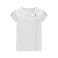 thumbnail image 4 of Puyaiuu Women's Crewneck Button Decor T Shirts Summer Trendy Short Sleeve Tops Dressy Casual Loose Fit Tees Blouses Beach Vacation Clothes Gift, 4 of 8