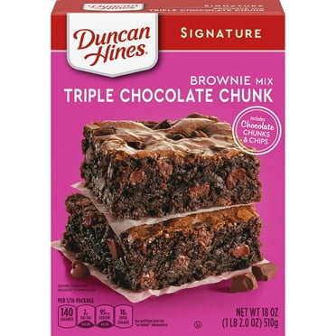 Duncan Hines Signature Triple Chocolate Chunk Brownie Mix, 18 Oz, Pack of 4