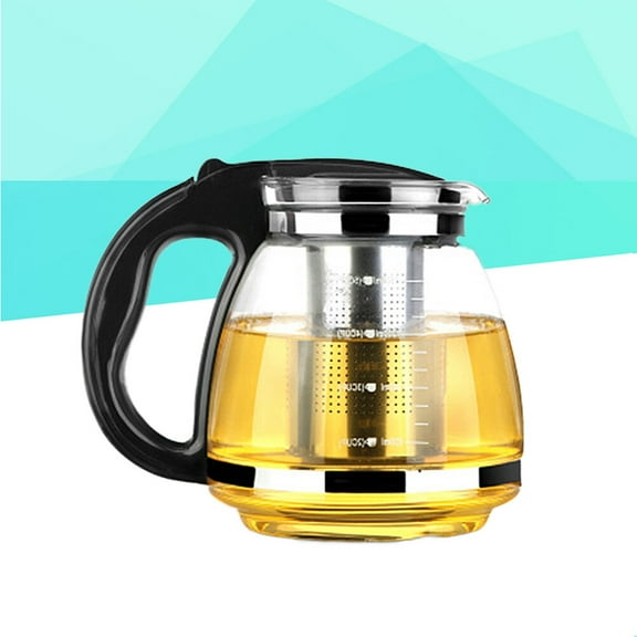 LEORX 1Pcs Teapot for Tea and Coffee Making Heat Resistant Glass Pot with Black Handle