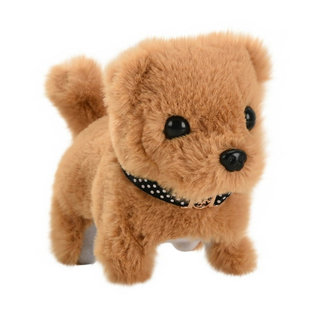 Perro de peluche electrónico ZJT250125038 | Cachorro de simulación de paseo con efectos de luz y sonido | Mascota interactiva de material suave y seguro para niños | Compañero portátil y apto para ni