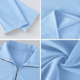 thumbnail image 6 of Domuza Pullover for Men Quarter Zip Corduroy Lightweight Long Sleeve Sweater Fashion Mock Neck Polo Sweatshirt Fall Clothing Sky Blue S, 6 of 6