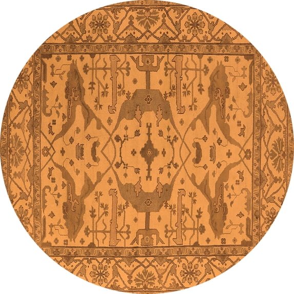 Ahgly Company Indoor Round Oriental Orange Industrial Area Rugs, 4' Round