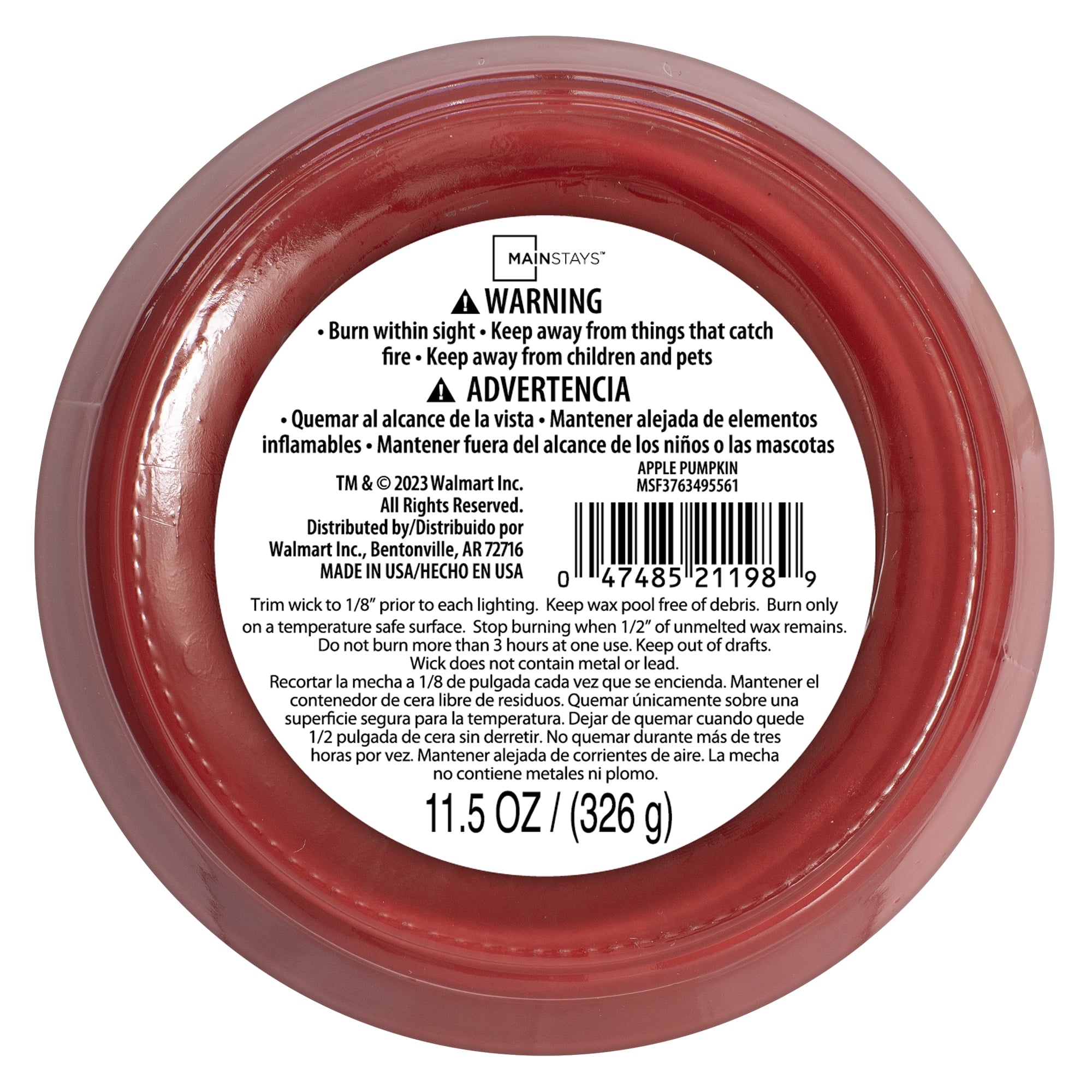 Mainstays Apple Pumpkin Scented 3 Wick Candle, 11.5 oz.