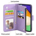 thumbnail image 6 of Compatible with Samsung Galaxy A52/A52S 5G Wallet Phone Case and Tempered Glass Screen Protector Flower Faux Leather Flip Credit Card Holder Stand Zipper Cell Cover for A 52 S 4G G5 52A Women Purple, 6 of 8
