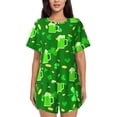 thumbnail image 1 of Fotbe St Patrick's Day2 Conjunto de Pijama Estampado para Mujer, 2 Piezas, Ropa de Dormir con Camiseta de Manga Corta y Shorts Suaves-Medium, 1 of 6