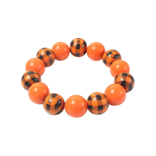 Pulsera de Madera para Halloween | Joyería Elástica Unisex para Hombre y Mujer | Accesorio para Festivales Góticos de Estilo Europeo | Brazalete de Madera Ajustable de 20 Cm