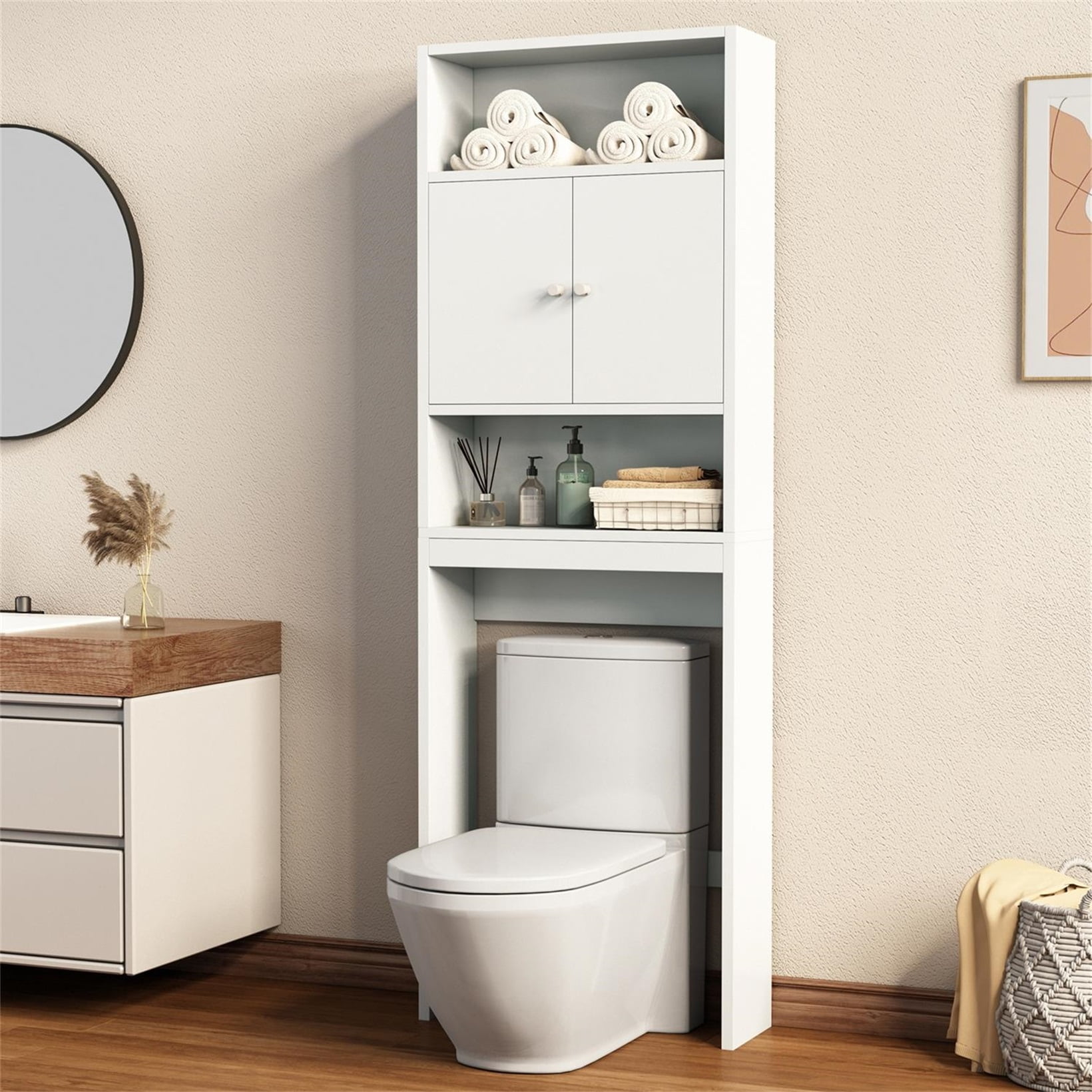 Myrtus Bathroom Storage Cabinet White Freestanding Organizer Cabinet for  Bathroom, 3 Drawers