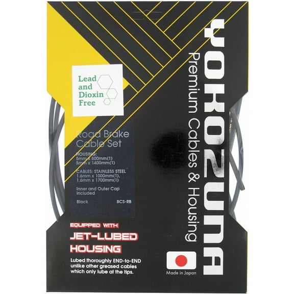 Yokozuna Premium Cable/Housing Kit, Road Brake - F/R Set Blk