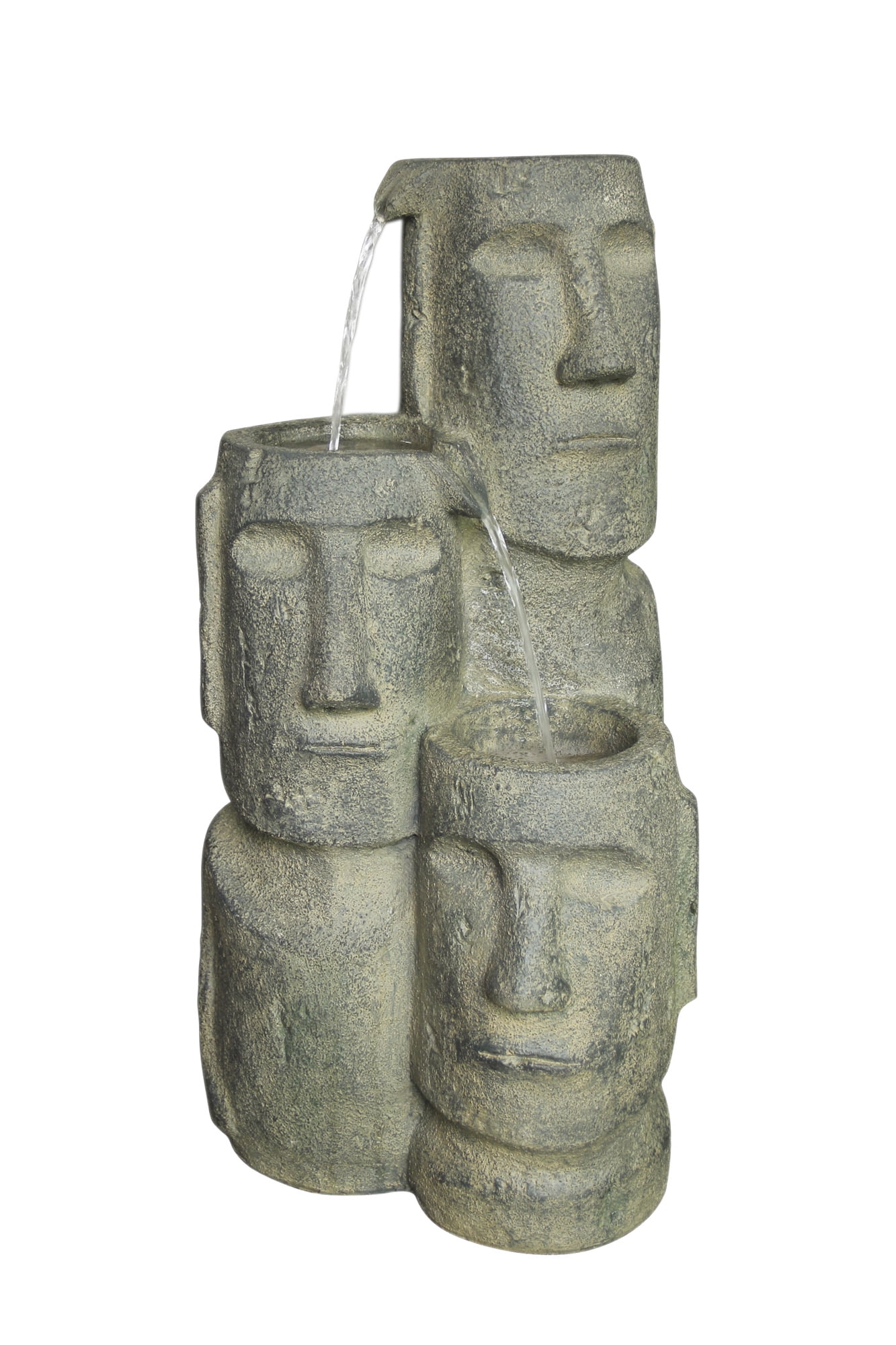 28.75" Decorative Easter Island Heads Waterfall Fountain