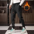 thumbnail image 1 of Pantalones deportivos de invierno para hombre, de longitud completa, lisos, con cordón ajustable, de forro polar grueso, para correr al aire libre, cálidos, de poliéster, 1 of 5