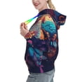 thumbnail image 3 of Yiaed Colorful Feather Owl Print Womens Casual Hoodies Crew Neck Long Sleeve Sweatshirts With Pocket Pullover Tops Women's Hooded Sweatshirt-XX-Large, 3 of 5