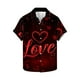 thumbnail image 2 of Camisas de Manga Larga para Hombres Día de San Valentín Impreso Botón Solapa, Camisa de Manga Corta Casual para Regalos, 2 of 9