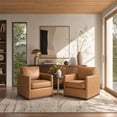 thumbnail image 3 of CHITA Swivel Accent Chairs for Living Room, Comfortable Arm Chairs for Bedroom, Faux Leather in Camel, 3 of 15