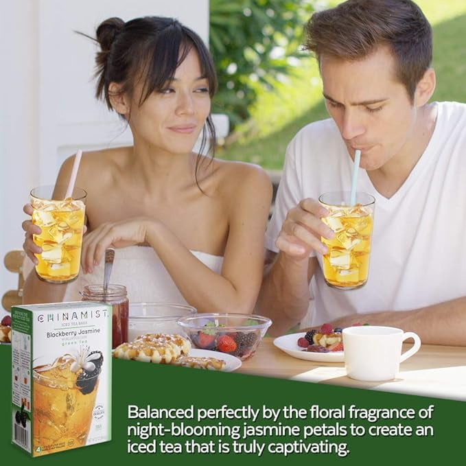 China Mist Naturally Flavored Blackberry Jasmine Iced Tea Bags, 4-Count Box, 6-Pack (Each Bag Yields 1/2 Gallon)