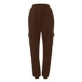 thumbnail image 3 of Brown Pants for Womens Fashion Sweatpants Comfortable High Waisted Jogging Pants With Pockets Casual Sweatpants Fall Outfits Womens Trousers Size L, 3 of 6