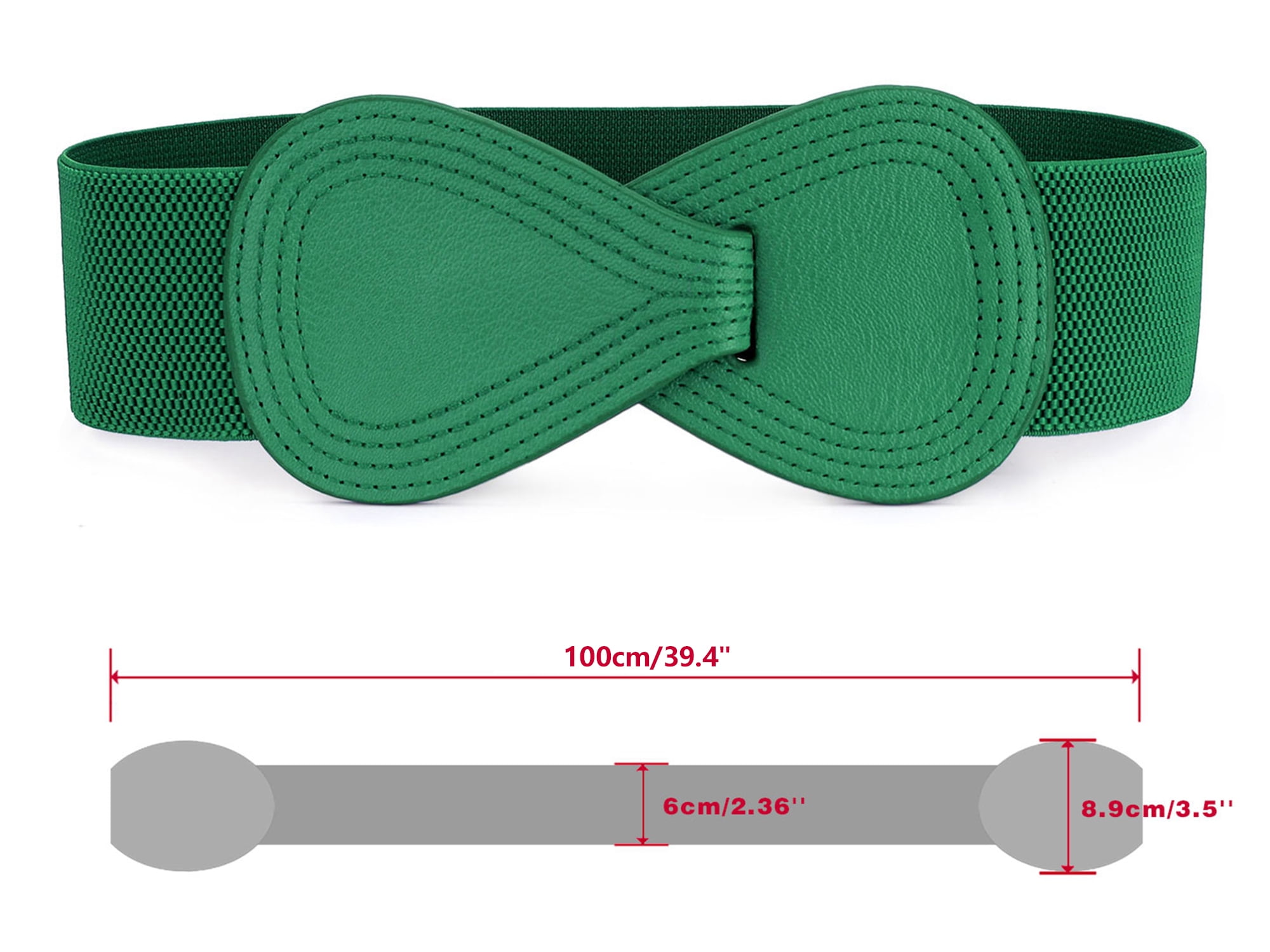 DARING DIVA Women's Plus Size Buckle Waist Belt 2 Pcs 39.4"x2.36" Black & Green