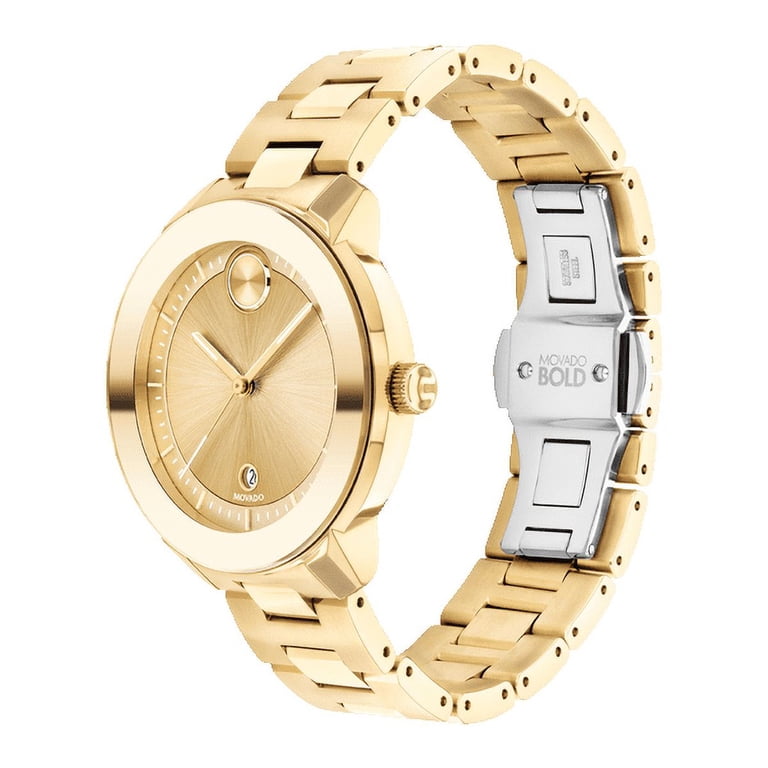 Movado Bold SWISS Quartz Gold Tone Stainless Steel Ladies Watch Movado Bold Ladies Watch 3600785, Quartz Movement, Champagne  main image 3